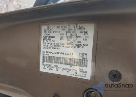 1991 Ford Explorer из США, поврежденный, VIN 1FMDU32XXMUB21131